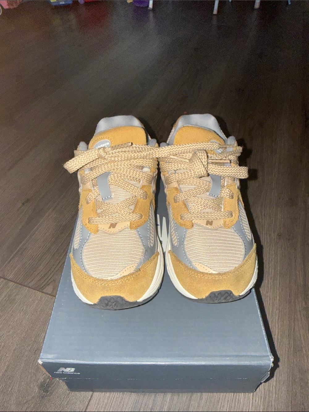 New Balance Kids Yellow Tan Athletic Sneakers